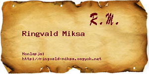 Ringvald Miksa névjegykártya